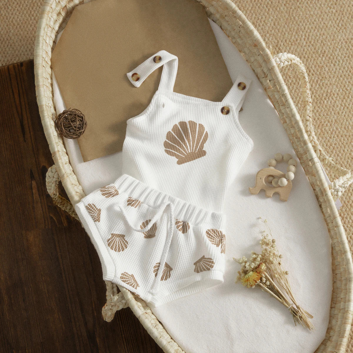 Baby Knit Toddler Clothes Shell Print Set