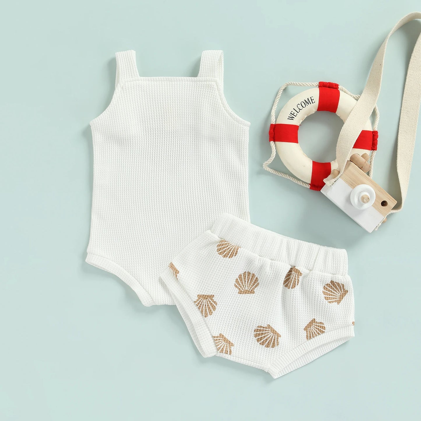 Baby Knit Toddler Clothes Shell Print Set