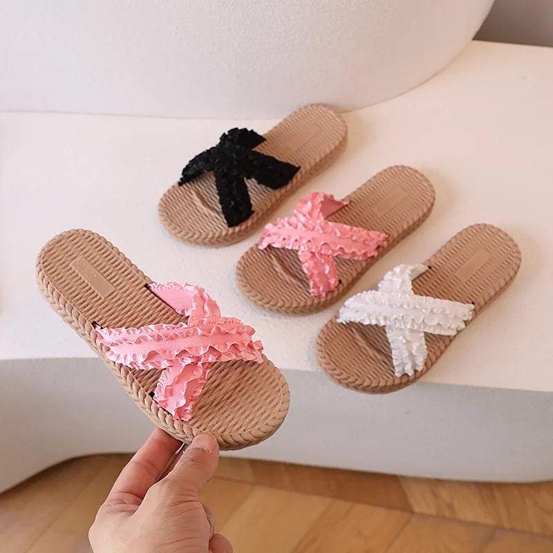Girls Summer Princess Slippers – Flat Sandals for Kids, Casual Outdoor Shoes
