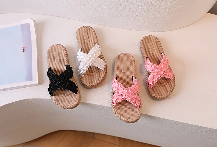 Girls Summer Princess Slippers – Flat Sandals for Kids, Casual Outdoor Shoes