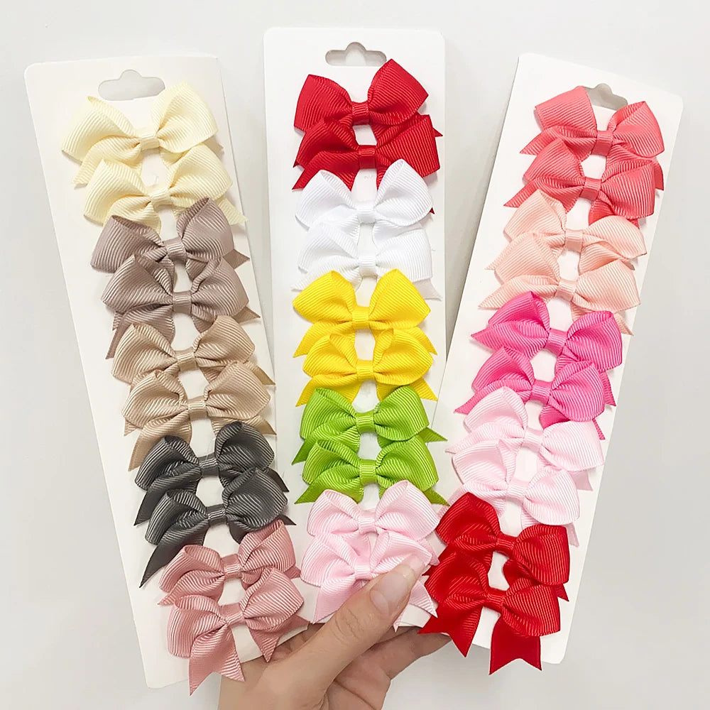 10PCS Kids Ribbon Bow Hair Clips – Baby Girls Barrettes