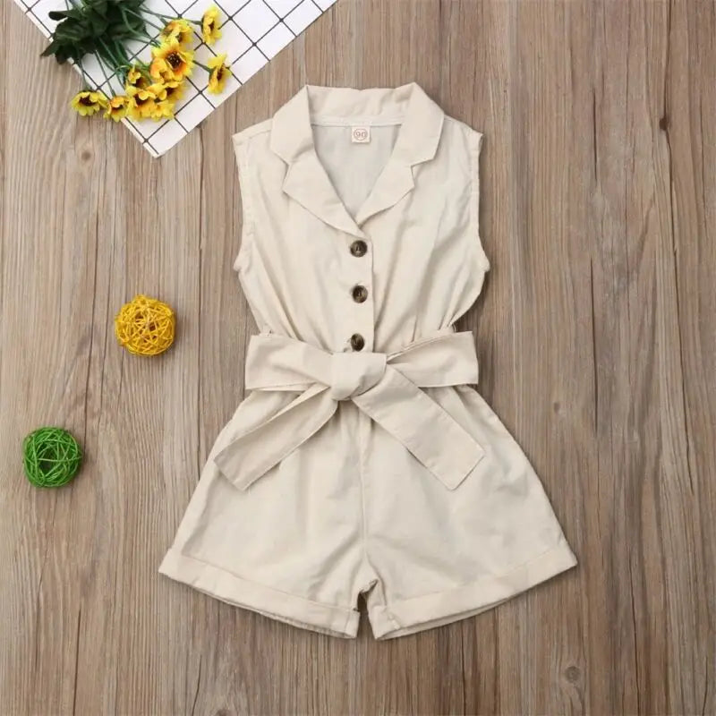 Sleeveless Bow-Tie Waist Romper