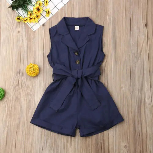 Sleeveless Bow-Tie Waist Romper