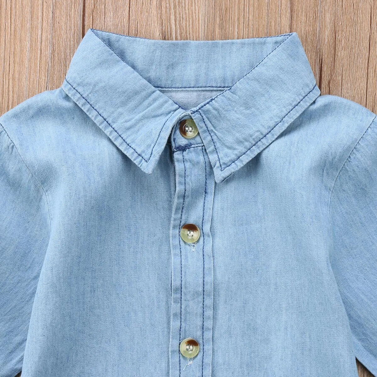 Denim Long Sleeve Mini Dresses with Belt