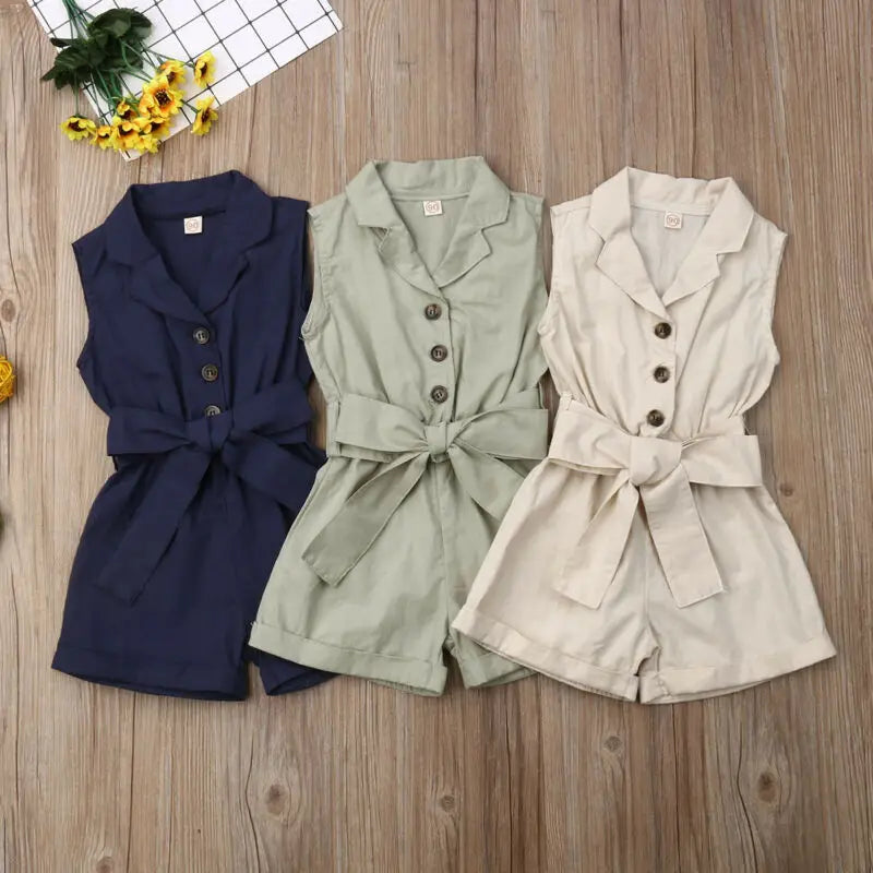 Sleeveless Bow-Tie Waist Romper