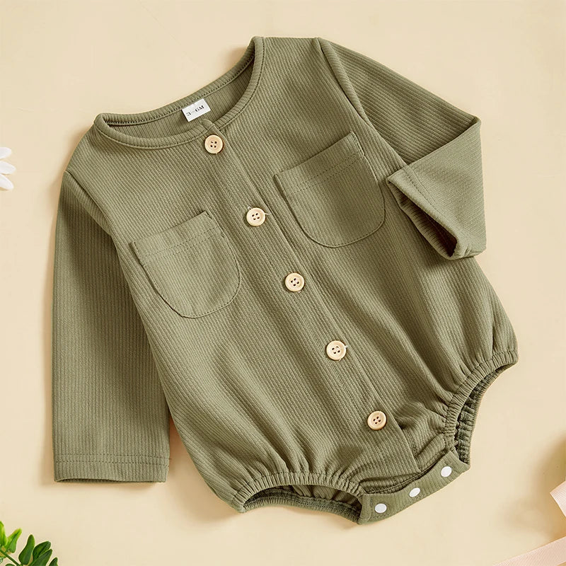 Long Sleeve Unisex Jumpsuit with Buttons