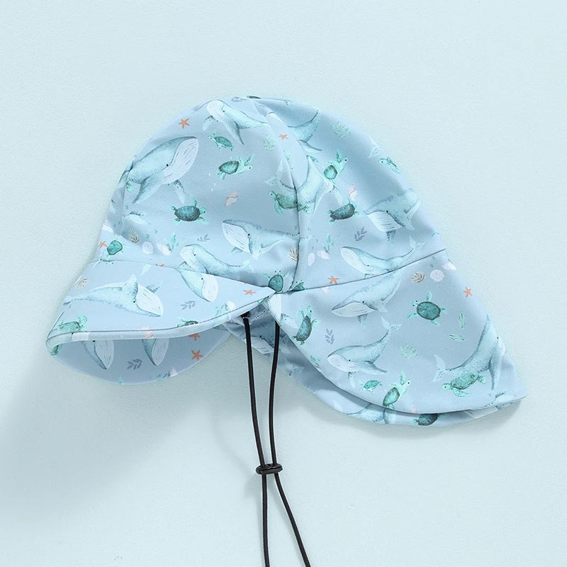 Dinosaur Print Long Sleeve Swimwear + Sun Hat