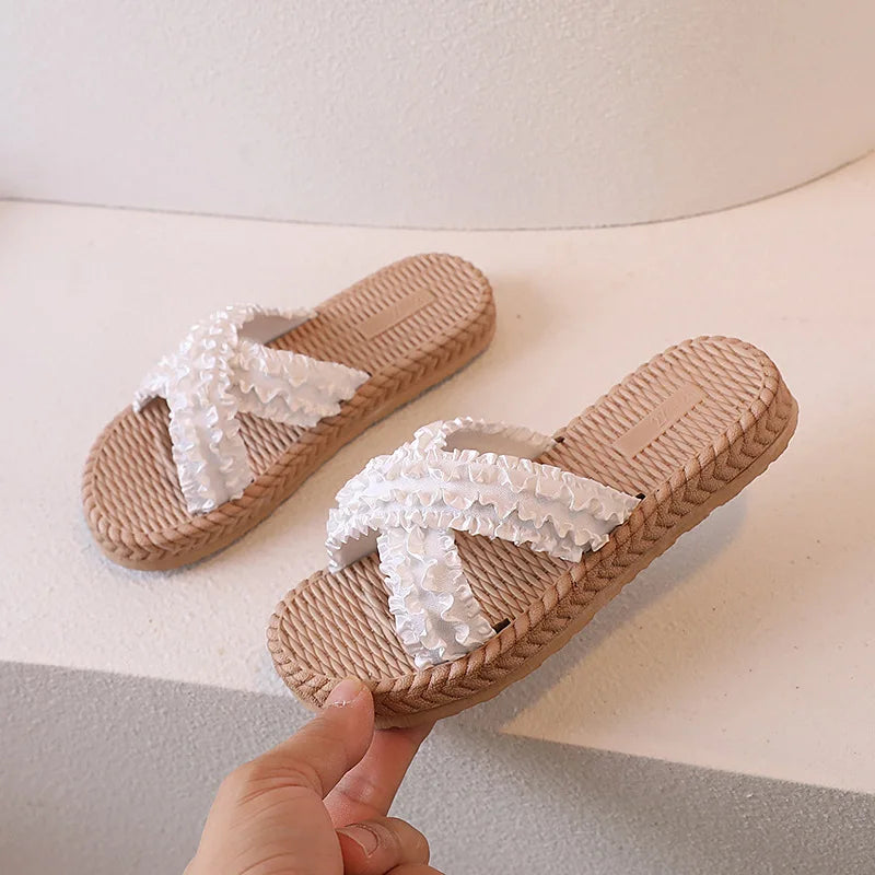 Girls Summer Princess Slippers – Flat Sandals for Kids, Casual Outdoor Shoes