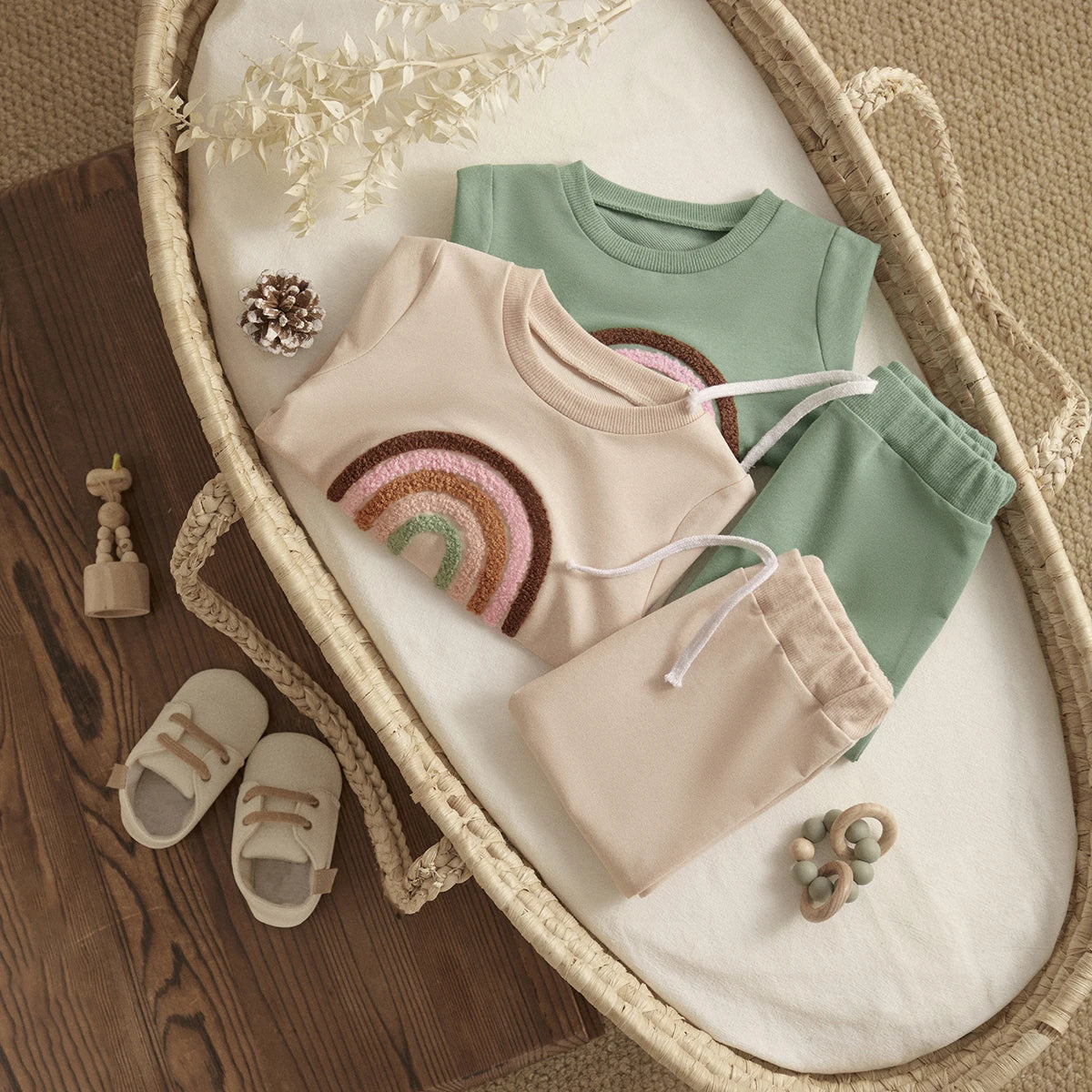 Rainbow Toddler Unisex Fall Top & Pants Outfit