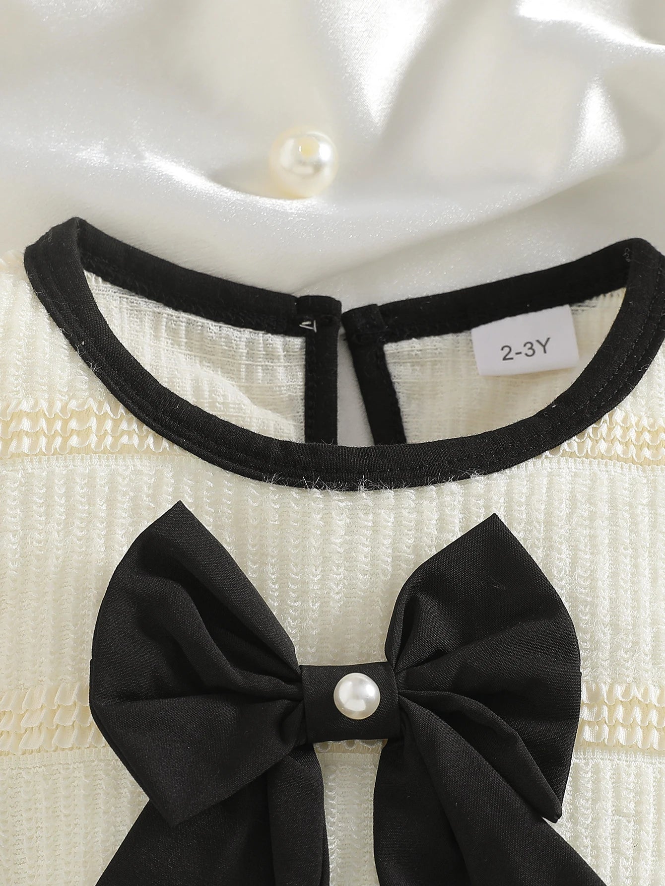 2PCS Puff Sleeve Bow Blouse & Shorts Set