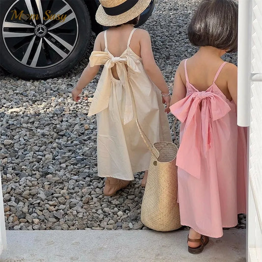 Baby Girl Fashion Strap Dress Bow 