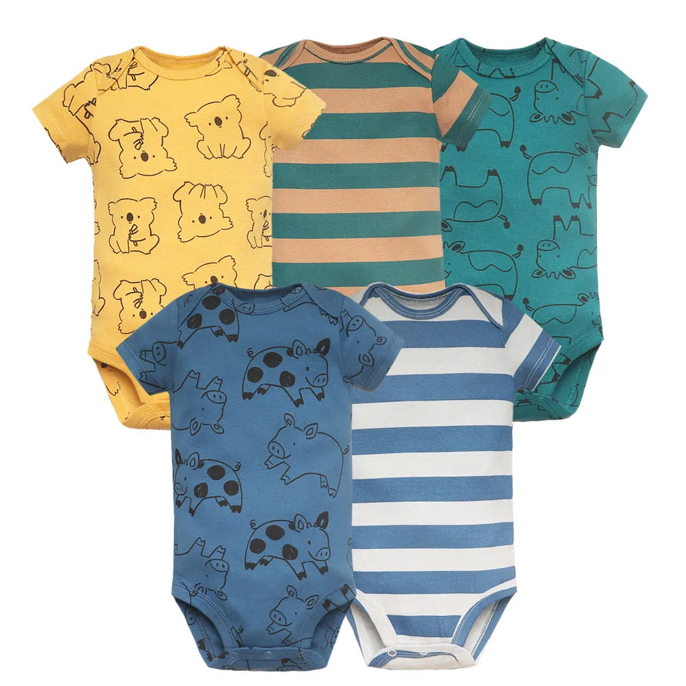 5pcs Baby Cartoon Bodysuit