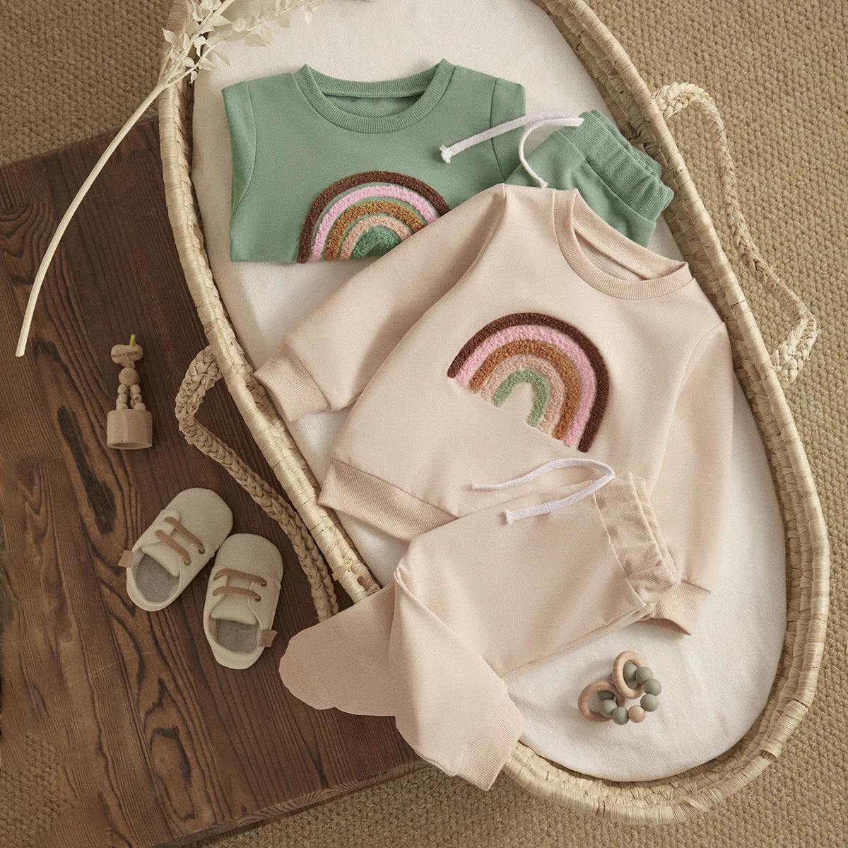 Rainbow Toddler Unisex Fall Top & Pants Outfit