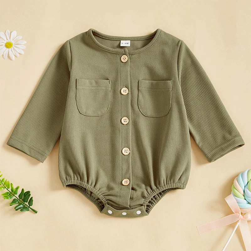 Long Sleeve Unisex Jumpsuit with Buttons