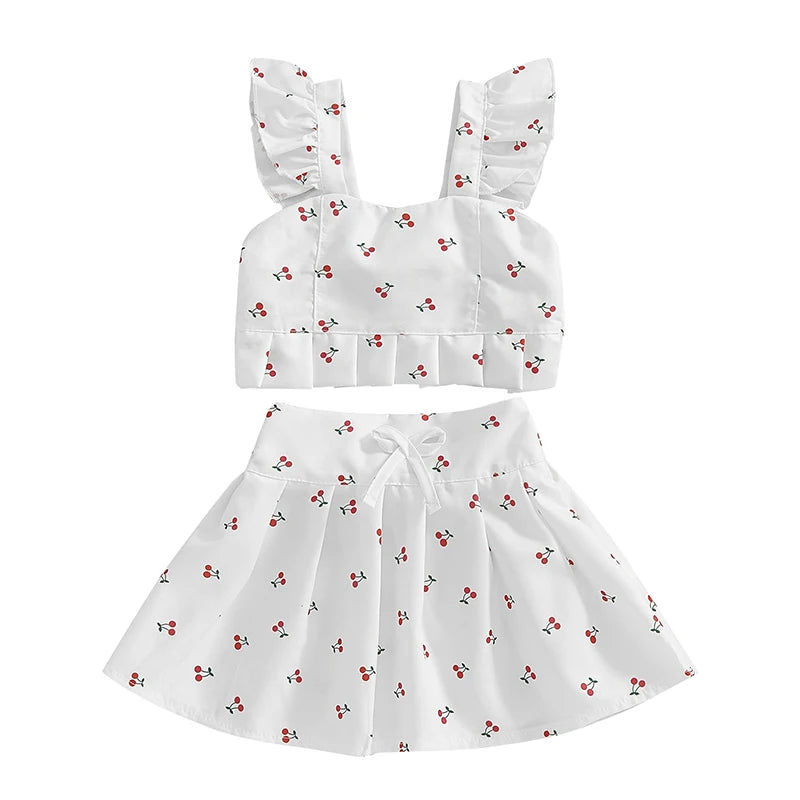 Baby Girls Cherry/Heart Outfit | 2PCS Skirt Set