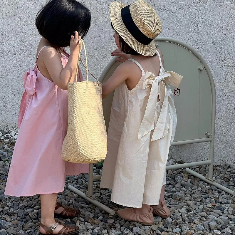 Baby Girl Fashion Strap Dress Bow 