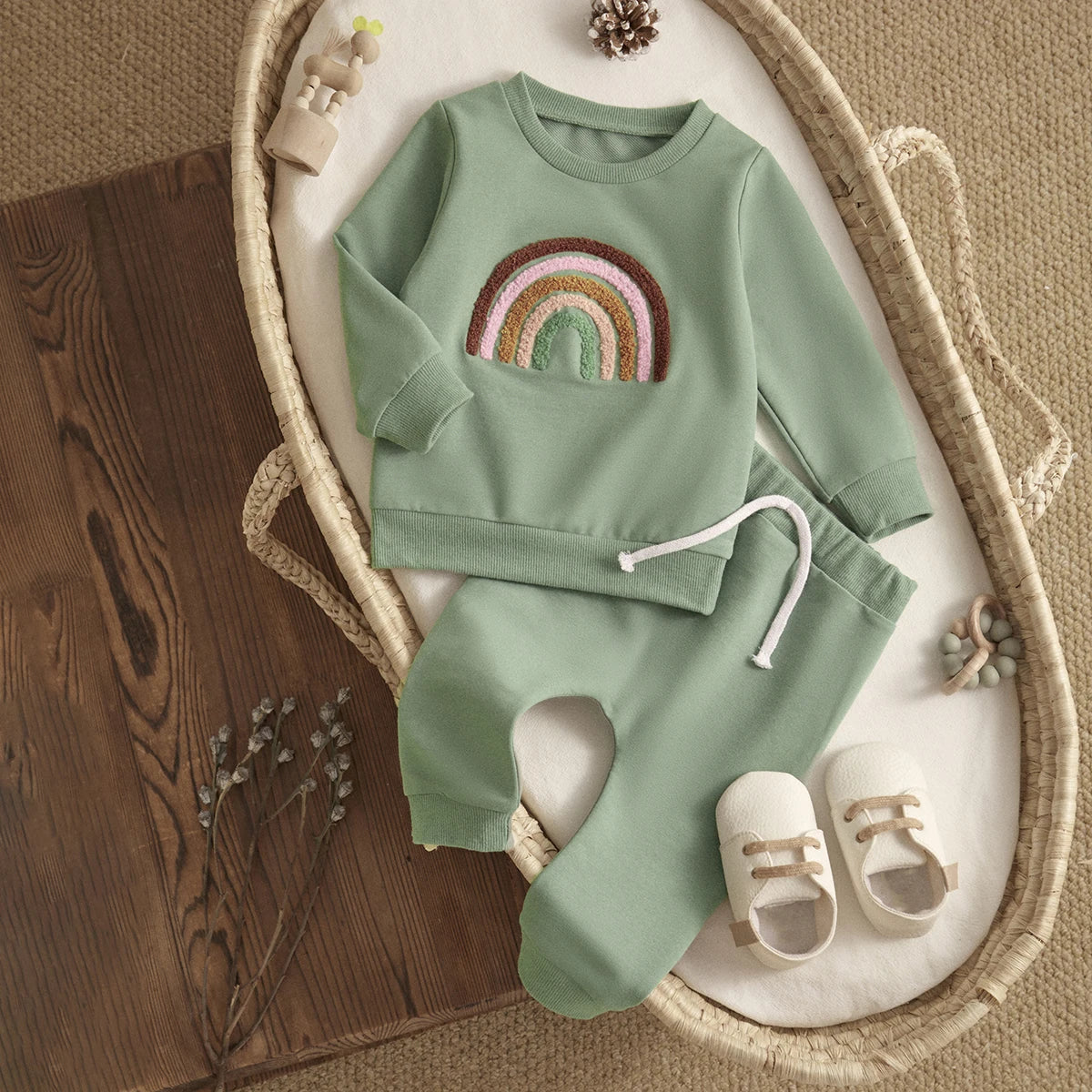 Rainbow Toddler Unisex Fall Top & Pants Outfit