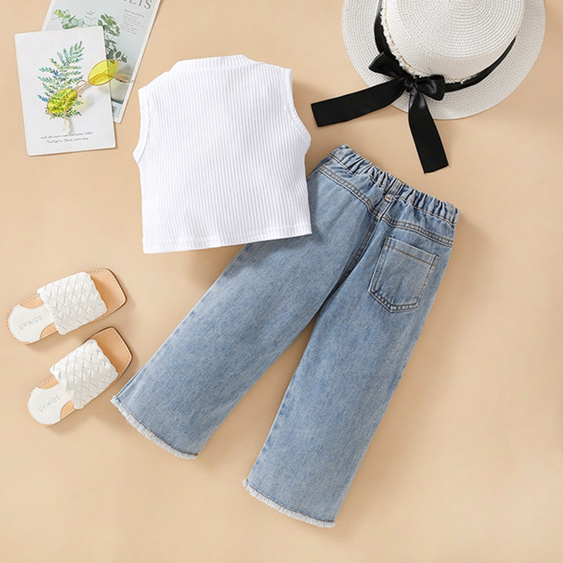 2-Pieces Heart Jeans And Tank Top Outfit