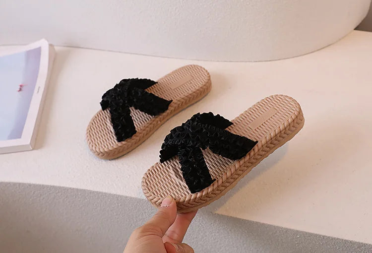 Girls Summer Princess Slippers – Flat Sandals for Kids, Casual Outdoor Shoes