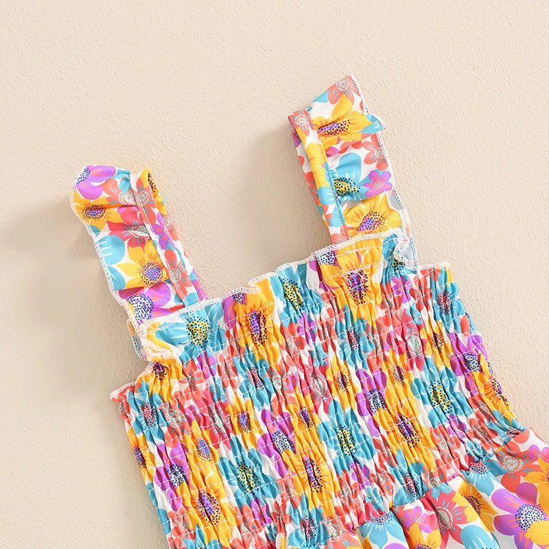 Girl Floral Wide Leg Sleeveless Jumpsuit