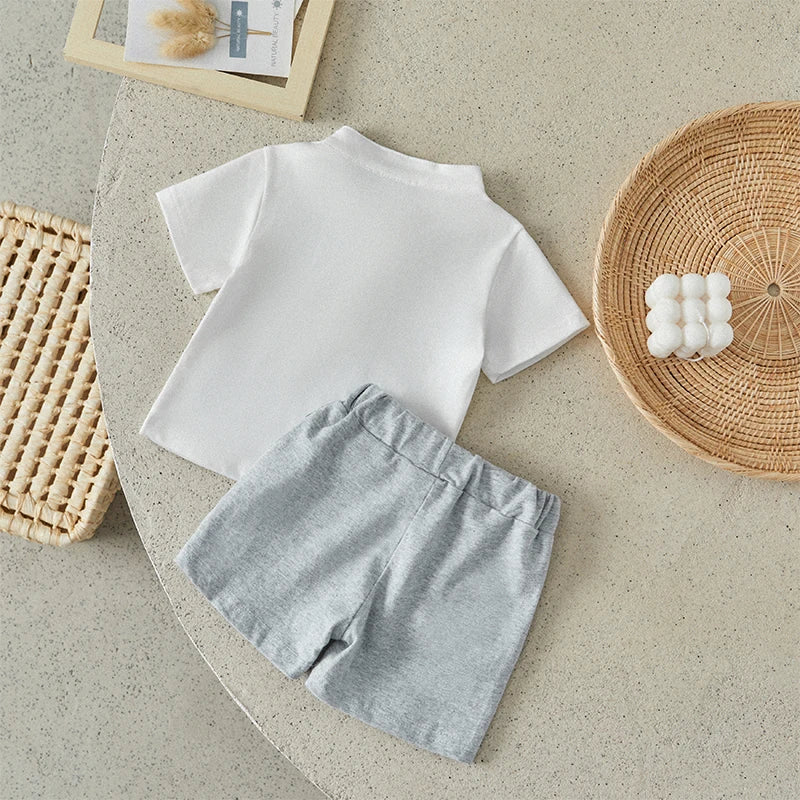 Boys Summer Clothes Short Sleeve  T-Shirt with Elastic Waist Shorts