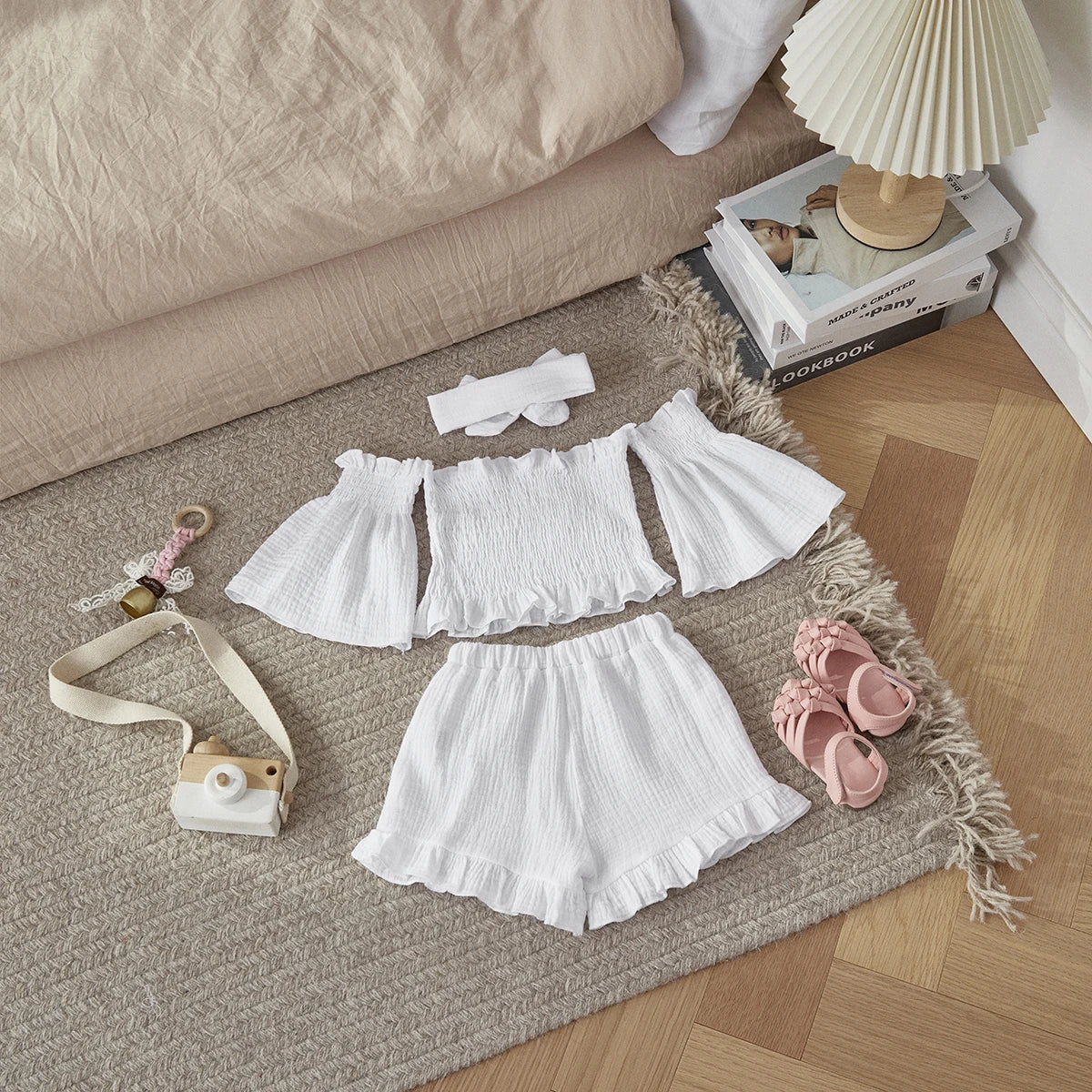 Toddler Girl Ruffle Off-Shoulder Top & Shorts Set: