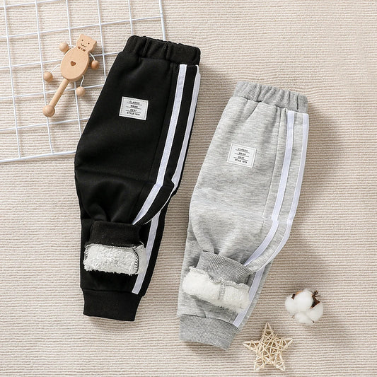 2Pcs Baby Boys Lined Warm Casual Sports Trousers