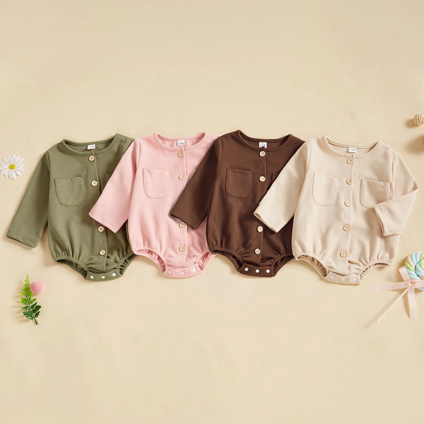 Long Sleeve Unisex Jumpsuit with Buttons