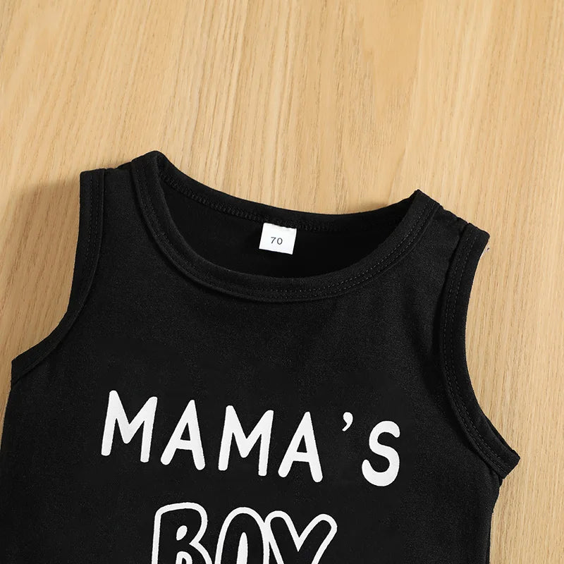 Baby Boy Sleeveless Tank & Ripped Denim Shorts Set