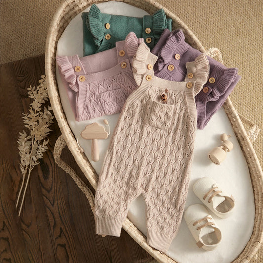 Baby Girl Knit Jumpsuit | Soft & Stylish Infant Romper