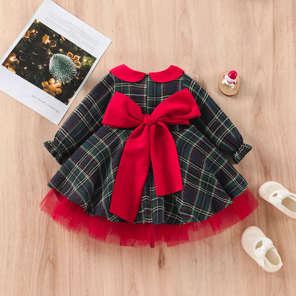 Christmas Dress Plaid with Bow