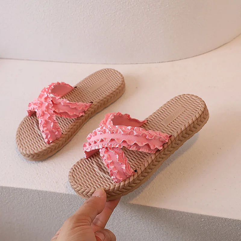 Girls Summer Princess Slippers – Flat Sandals for Kids, Casual Outdoor Shoes