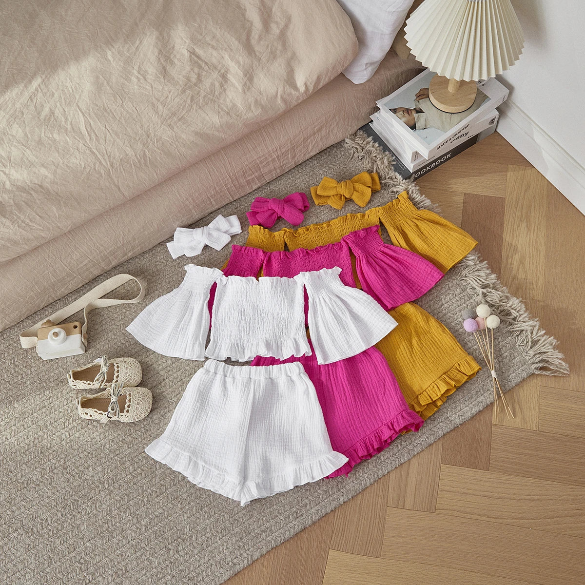 Toddler Girl Ruffle Off-Shoulder Top & Shorts Set: