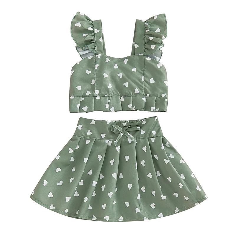 Baby Girls Cherry/Heart Outfit | 2PCS Skirt Set