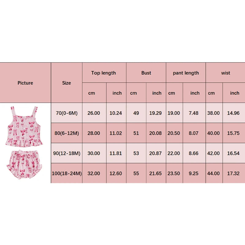 2 Piece Outfits Sleeveless Bow Print and Tank Tops