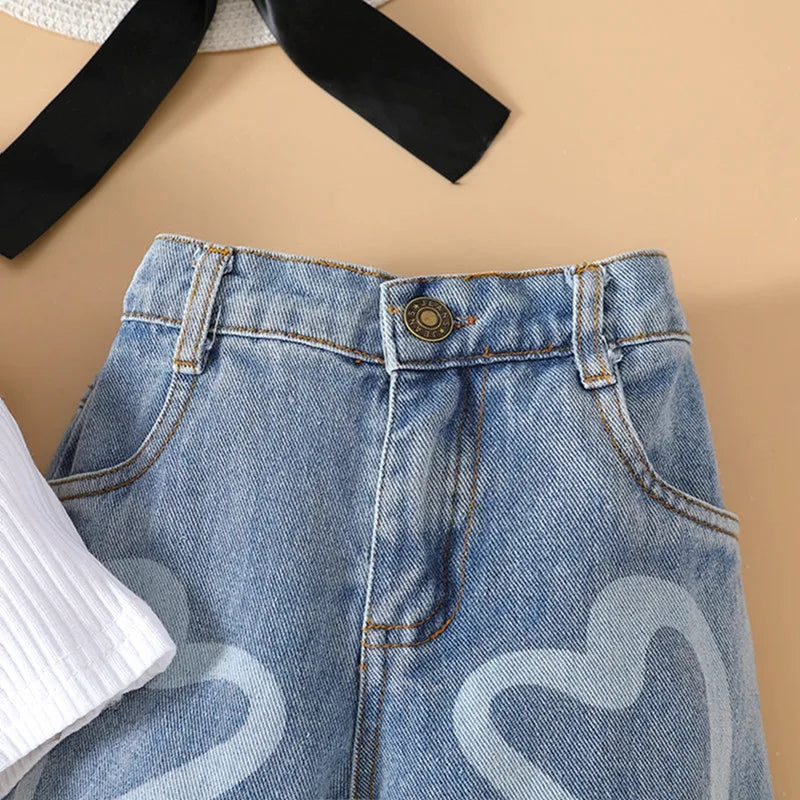 2-Pieces Heart Jeans And Tank Top Outfit