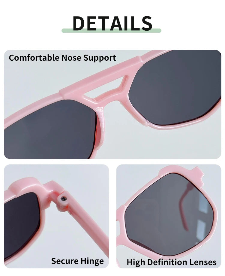 Kids Square Frame Polarized Sunglasses – UV400 Sun Protection for Boys & Girls