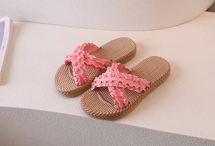 Girls Summer Princess Slippers – Flat Sandals for Kids, Casual Outdoor Shoes