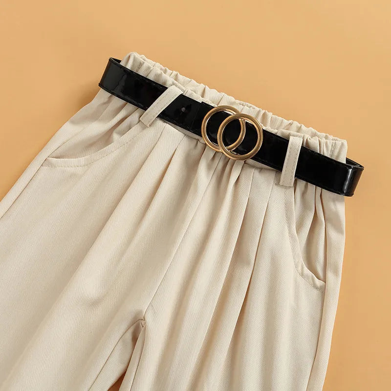 3pcs Outfit Sleeveless Tank Tops, Pants and Belt
