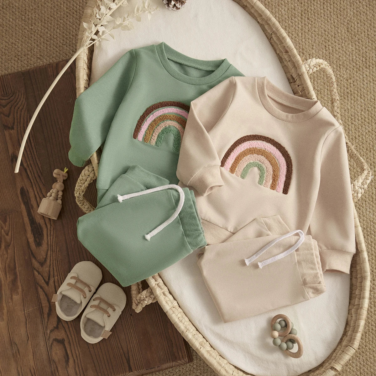 Rainbow Toddler Unisex Fall Top & Pants Outfit