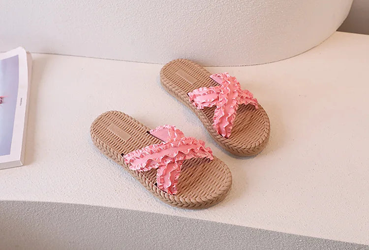 Girls Summer Princess Slippers – Flat Sandals for Kids, Casual Outdoor Shoes