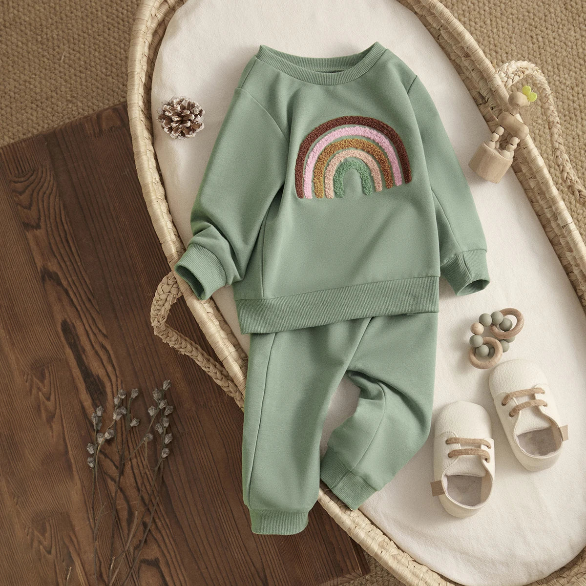 Rainbow Toddler Unisex Fall Top & Pants Outfit