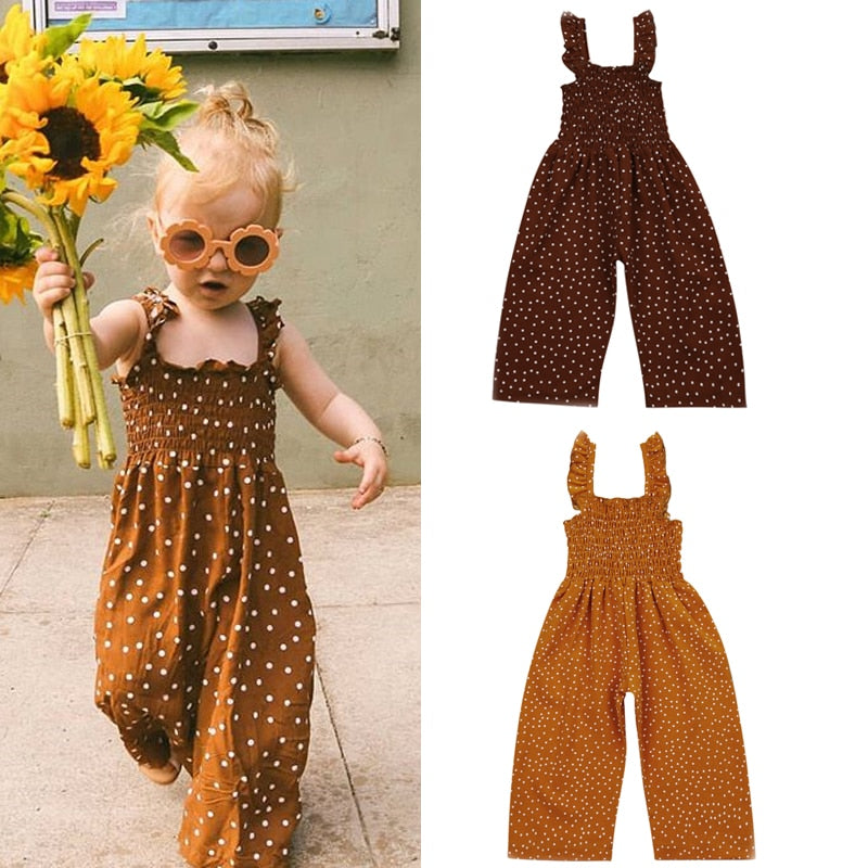 Girls Overalls Polka Dot Suspender